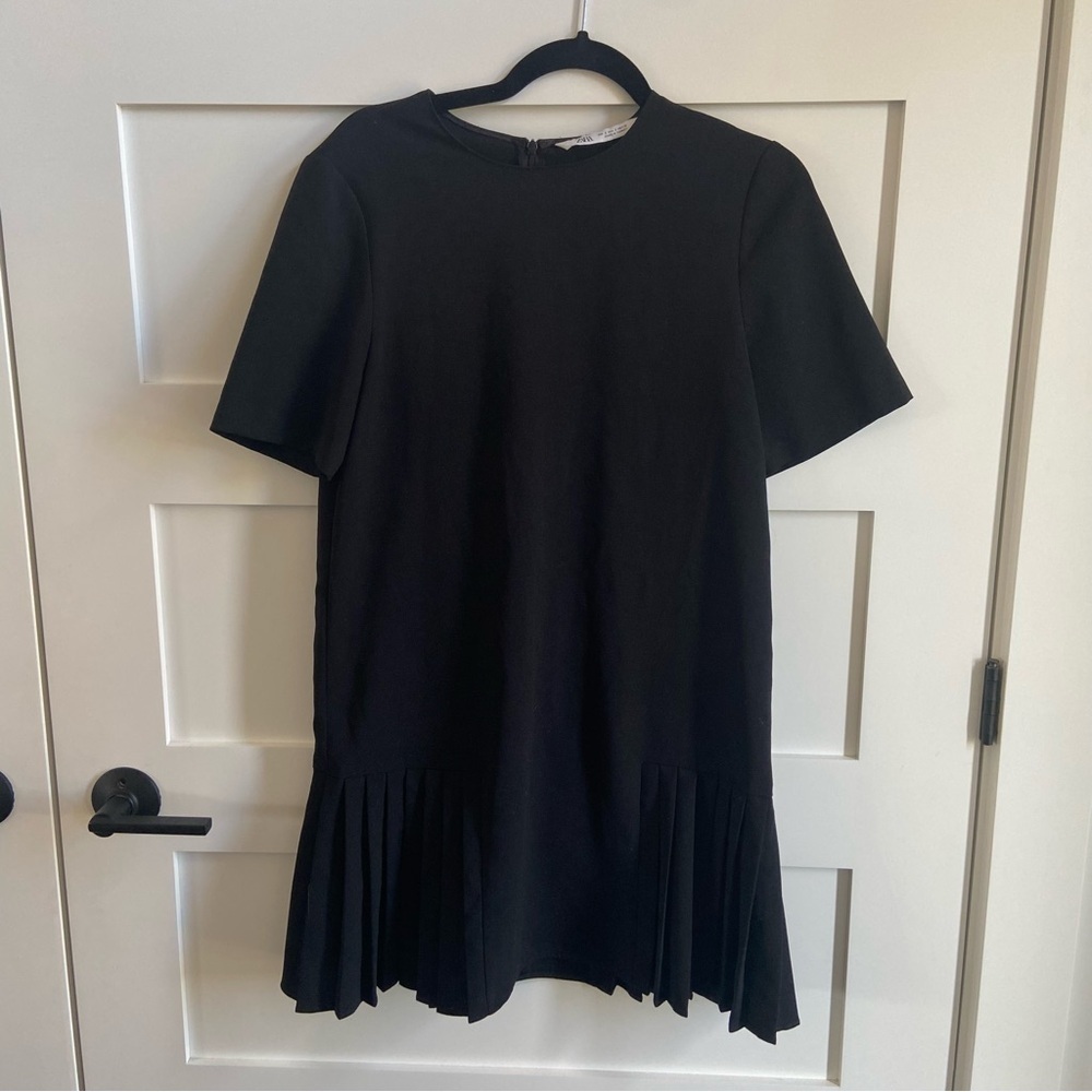 Zara Classic Black Ruffle Hem Dress